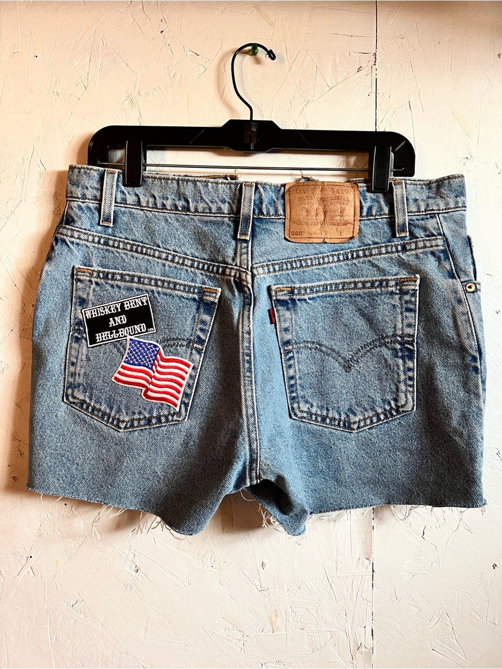 Levi's Blue Light-Wash Denim Cutoff Shorts with Patch Details
